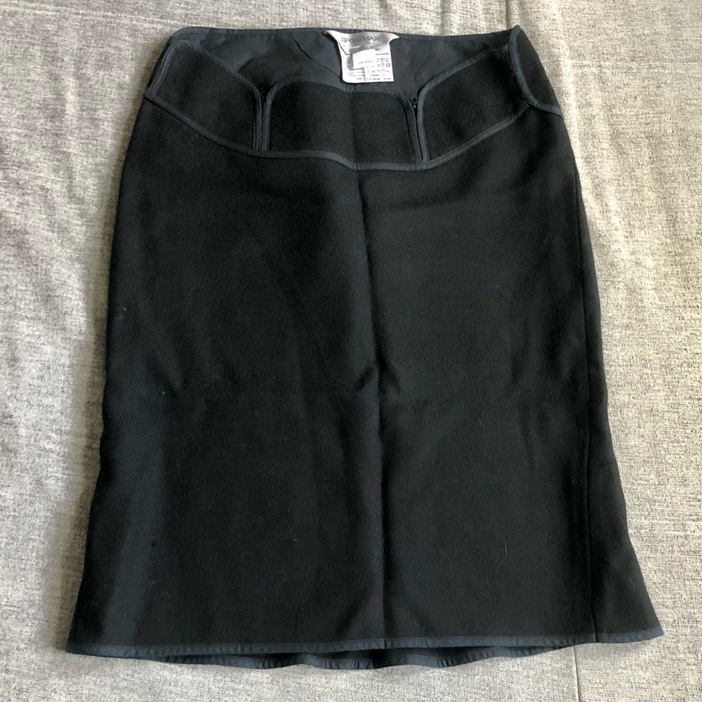 euc mint Maxmara Sportmax womens black Italian wool knee pencil skirt 10 L M